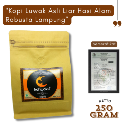 Kopi Luwak Robusta Lampung Asli Liar 250g – Premium, Bubuk & Roasted Bean Pilihan, Terbaik dari Alam - Gambar 2